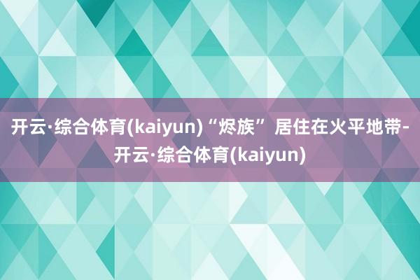开云·综合体育(kaiyun)“烬族” 居住在火平地带-开云·综合体育(kaiyun)
